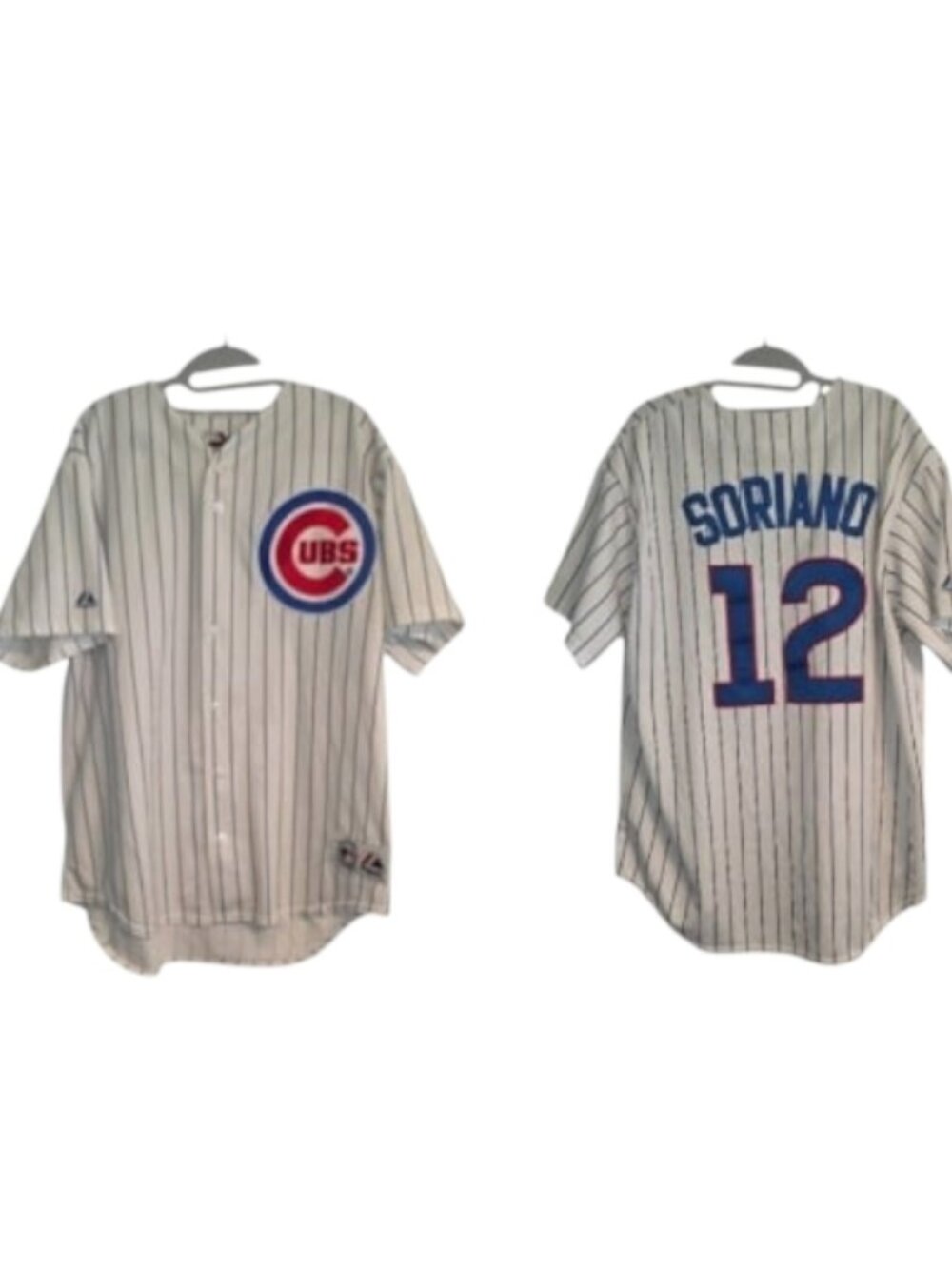Majestic Chicago Cubs Pinstripe Jersey Shirt Top XL MLB Baseball Sports Team